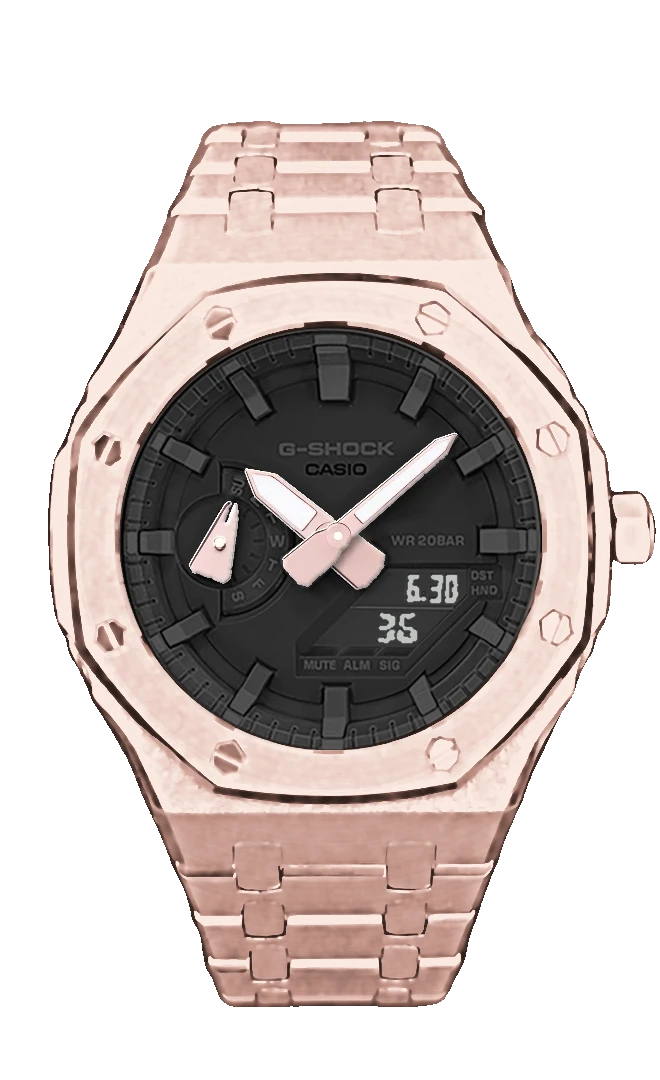 Rose steel CasiOak — black dial